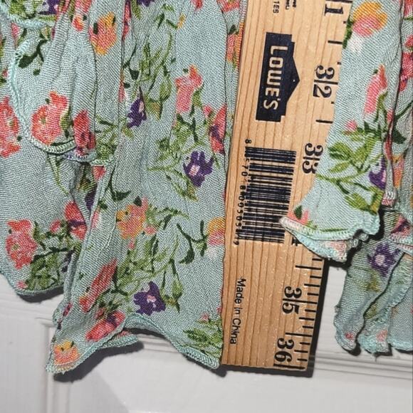 FP Intimately Free People Adella Mini Slip Dress Sz Large Blue Floral Ruffle - Picture 16 of 16